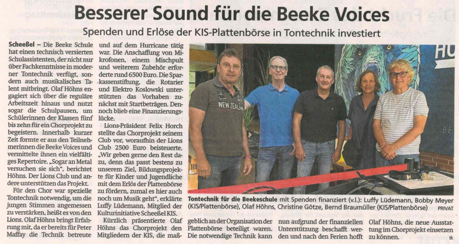 Ein noch besserer Sound hallt durch die BeekeSchule